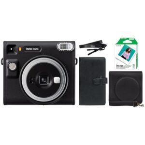 Fujifilm Instax Square SQ40 Instant Camera Black + 20 Instax Film Prints + More
