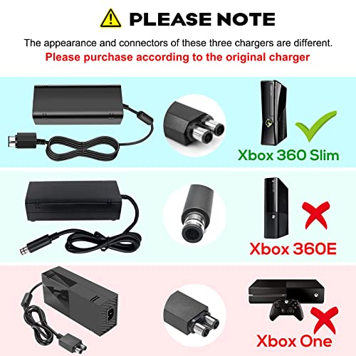 Futurebatt Xbox 360S/ Slim (Only fit 360 S) Power Supply, AC Adapter Power Supply Cord Brick for Xbox 360 Slim Auto Voltage (Black) - Image 5