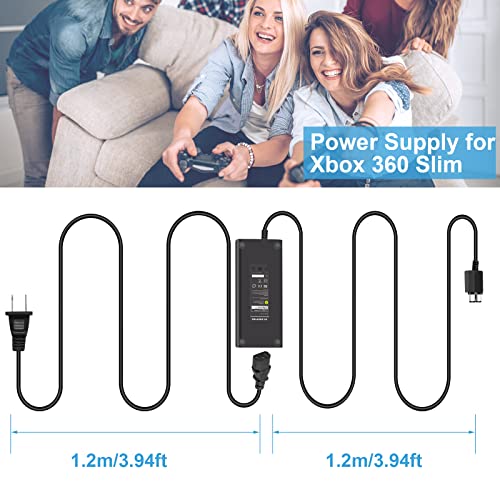 Futurebatt Xbox 360S/ Slim (Only fit 360 S) Power Supply, AC Adapter Power Supply Cord Brick for Xbox 360 Slim Auto Voltage (Black) - Image 7