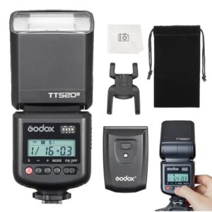 GODOX TT520III Camera Flash,433MHZ GN33 Manual Flash Built-in Wireless Receiver,RT Transmitter,S1/S2 Mode Speedlight for Canon Nikon Sony Olympus Pentax Fuji DSLR Cameras,Single-Contact Hotshoe