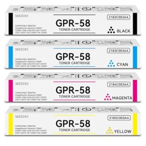 GPR-58 GPR58 Toner Cartridge Compatible for Canon ImageRunner Advance C256 C256iF C356 C356iF DX C257 C257iF DX C357 C357iF Printers DX-C359IF DX-C259IF Printer(4-Pack,Black Cyan Magenta Yellow)