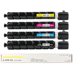 GPR55 GPR-55L Toner Cartridge 4 Pack(Black Cyan Magenta Yellow) Compatible GPR 55 High Yield Replacement for Canon imageRUNNER Advance C5535 C5535i C5540 C5540i C5560 C5560i C5550i