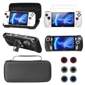 GUTIAL Accessories kit for ASUS ROG Ally 2023 – Black Accessories Bundle for ROG Alloy Gaming Handheld with Carrying Case Protective Cover case and 2 Pack Screen Protector, 6 Thumb Grips