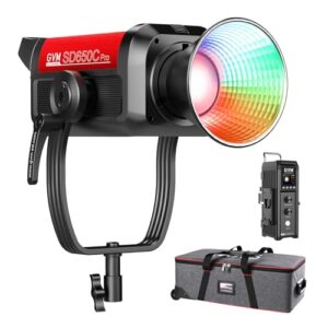 GVM 650W RGB Video Light, Studio Lights with Bowen Mount, 101000 Lux/1m Photography Lighting of DMX, RDM, COB Continuous Output Recording, Film Photo Spotlight, IP65, 2000-10000K, CRI 97+
