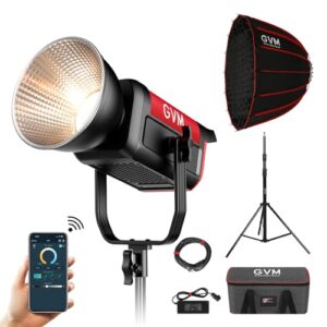 GVM Great Video Maker 200W Video Light Kit, LED Video Light Studio, Bluetooth Mesh Network/DMX Control, 45400lux/1m Continuous Lighting, 12 Lighting Effects, 2700K-6800K