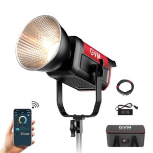 GVM LED Video Light Studio, 200W Studio Light Continuous Lighting Kit for Bluetooth Mesh Network/DMX Control, 45400lux/1m Photography Lighting Kit with Video Recording,12 Lighting Effects