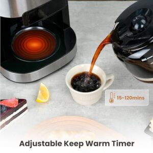 Gevi 10-Cup Coffee Maker with Built-in Burr Grinder, Programmable Timer, 1.5L Water Tank, Reusable Filter & Warming Plate – Drip Coffee Machine for Fresh Ground Coffee