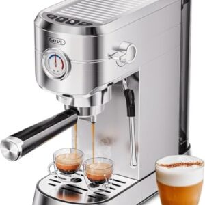 Gevi Commercial Espresso and Coffee Makers, Professional 20 Bar Espresso Maker with Milk Frother, Stainless Steel Expresso Coffee Machines for Home, Compact Cappuccino Machine, Great Gift