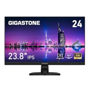 Gigastone 24 inch IPS LED Back Light Monitor 75Hz FHD 1920 x 1080, 1080P 178° Wide View Frameless Computer Monitor 5ms, Built-in Speakers, Eye Care Technology, Ergonomic Tilt VESA Mount, HDMI VGA