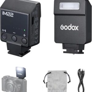 Godox IM22 Mini Camera Flash,3s Recycle Time,440 Full Power Flash Time Built in Lithium Battery for Fuji,for Canon,for Nikon,for Sony, for Olympus Camera(iM22)