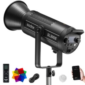 Godox SL300III 330W 99300Lux Video Light with RC-A6 Remote and 8 FX Modes, Ultra Quiet Studio LED Photography Light