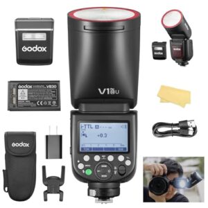 Godox V1 PRO N USA Version Flash for Nikon Camera with External Flash SU-1 2980mAh 76W Battery TTL 1/8000s HSS 1.3s Recycle Time 2.4G Wireless HSS 500 Full Power Flashes