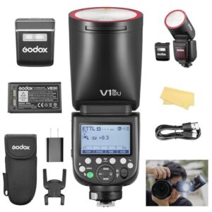 Godox V1 PRO O USA Version Flash for Olympus Panasonic Camera with External Flash SU-1 2980mAh 76W Battery Flash TTL 1/8000s HSS 1.3s Recycle Time 2.4G Wireless HSS 500 Full Power Flashes
