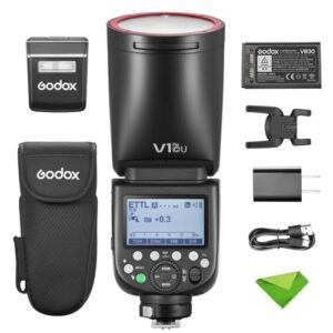 Godox V1 V1Pro C Flash for Canon Camera TTL Speedlight, 1/8000 HSS 500 Full Power Flashes, 1.3s Recycle Time, 2.4G Wireless with External Flash SU-1 for Canon EOS Cameras (Godox V1ProC USA Version)