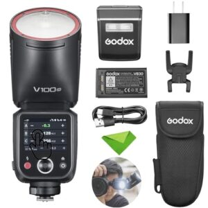 Godox V100C V100-C 100Ws TTL Flash for Canon Cameras, 400 Full Power Flashes, 1.7s Recycle Time, 2.4G Wireless with External Flash, Touchscreen Flash for Canon EOS Cameras (Godox V100C USA Version)