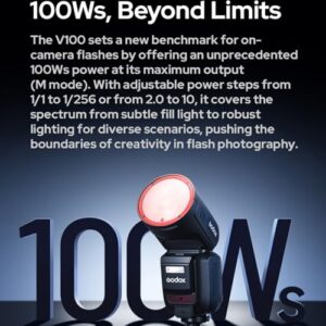 Godox V100C V100-C 100Ws TTL Flash for Canon Cameras, 400 Full Power Flashes, 1.7s Recycle Time, 2.4G Wireless with External Flash, Touchscreen Flash for Canon EOS Cameras (Godox V100C USA Version)