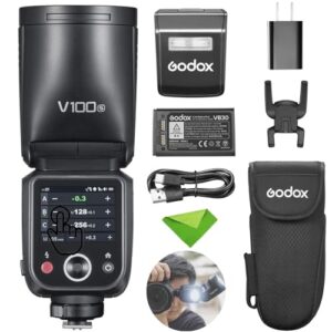 Godox V100S V100-S 100Ws Flash for Sony TTL Speedlight, 400 Full Power Flashes, 1.7s Recycle Time, 2.4G Wireless with External Flash, Touchscreen Speedlite for Sony Cameras (Godox V100S USA Version)