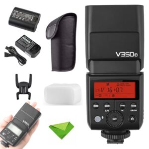 Godox V350F TTL Flash for Fuji FujiFilm 1/8000s GN36 HSS Camera Flash with 2000mAH Battery 500 Times Full Power Flash 0.1s-1.7s Recycle Time Flash for Fuji FujiFilm Camera Speedlight Speedlite