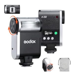Godox iA32 Mini Flash for Camera 490 Full-Power Flash 8 Levels Automatic Flash GN 15 2.5sRecycle Mini Flash Speedlite for Sony zve10 Sony zv1 Ricoh gr3 Canon Nikon Fuji Olympus Camera