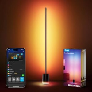 Govee Floor Lamp 2 with Matter, RGBIC, Warm Cool White LED, Alexa Compatible, 1725lm, Music Sync, Scene Modes, Smart Floor Lamp for Living Room, Bedroom, Black(1 Pack)