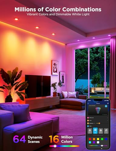 Govee GU10 LED Bulb, Smart GU10 Light Bulbs, Dimmable Color Changing Light Bulbs, 85 Dynamic Scenes, WiFi & Bluetooth LED Bulbs Work with Alexa, Google Assistant, Syncs with Music, 4 Pack - Image 4