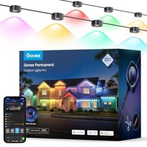 Govee Permanent Outdoor Lights Pro, 200ft with 120 RGBIC LED Lights for Daily and Accent Lighting, 75 Scene Modes for Outdoor Decor, IP67 Waterproof, Works with Alexa, Google Assistant, Matter, Black