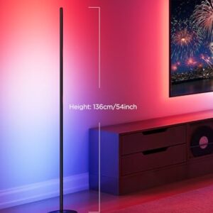 Govee RGBIC Floor Lamp Basic 2-Pack, Compatible with Alexa, LED Smart Standing Lamp with Voice Control, Color Changing Bedside Floor Lamp for Bedroom, Nightstand Corner Lights, Black