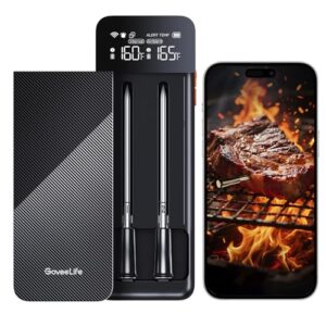 GoveeLife Wireless Meat Thermometer Digital with 2 Probes, Unlimited Range WiFi Food Thermometer with 2 Sensors, Rechargeable LCD Base, APP Alerts, Cooking for Kitchen, BBQ, Grill, Oven, Smoker