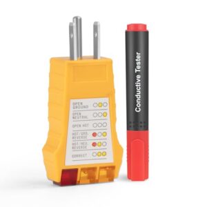 Grounding Product Test Kit with Outlet Tester and Conductivity Test Pen Continuity Tester for Grounding Sheets, Mats, Pads, Blankets, Wristband, Pillow Cases