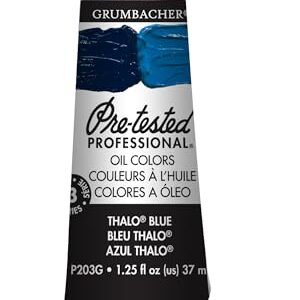 Grumbacher Pre-Tested Oil Paint, 37ml/1.25 Ounce, Thalo Blue (P203G)