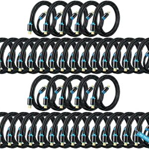 HDMI Cable 4K Ultra HD 1 Foot (50 Pack) Nylon Braided HDMI 2.0 Cable, High Speed 18Gbps 4K60Hz HDR, 3D, 2160p, 1080p, HDCP 2.2, ARC, HDMI Cables for Monitors, HDTV