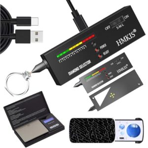HMKIS Diamond Tester＋200g/0.01g Mini Jewelry Scale＋ 60X Mini LED Magnifying, Professional Diamond Selector for Novice and Expert, Thermal Conductivity Meter (Non-Rechargeable)