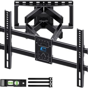 HOME VISION Full Motion TV Wall Mount Bracket for 32-85 Inch Flat/Curved TVs, Dual Articulating Arms with Swivel Tilt Level, 132Lbs Capacity, Fits 16 Inch Studs, Max VESA 600x400mm