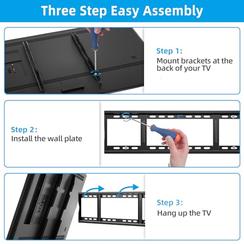 HOME VISION Heavy Duty Fixed TV Wall Mount Holds up to 264Lbs, for Most 42-100 inch Flat Curved TVs Wall Mount Bracket Fits 16"/18"/24" Studs VESA 800x600mm Low Profile Space Saving for LED OLED LCD - Image 5