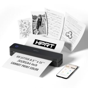 HPRT Portable Thermal Printer for Travel, Inkless Printer Support 8.5″ X 11″ US Letter & A4 A5, Bluetooth Wireless Printer Compatible with iOS, Android, Laptop for Car, Office, Outdoor, School, Black
