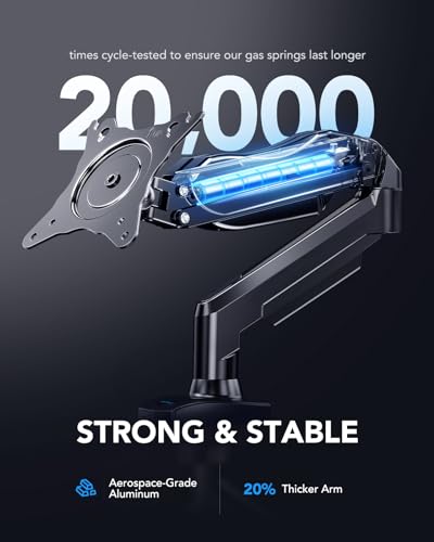 HUANUO Single Monitor Mount, 13 to 32 Inch Gas Monitor Arm, Adjustable Stand, Vesa Mount with Clamp and Grommet Base - Fits 4.4 to 19.8lbs LCD Computer Monitors - Image 4