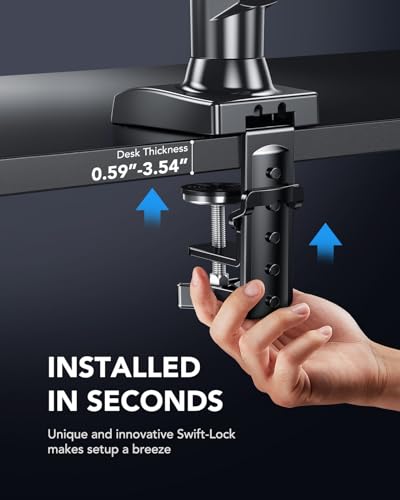 HUANUO Single Monitor Mount, 13 to 32 Inch Gas Monitor Arm, Adjustable Stand, Vesa Mount with Clamp and Grommet Base - Fits 4.4 to 19.8lbs LCD Computer Monitors - Image 7