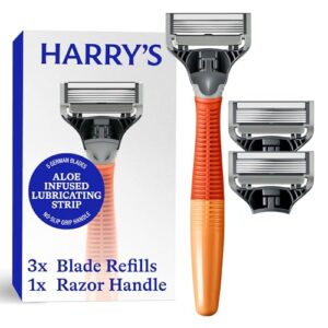 Harry’s Shaving Kit for Men – Razor Handle and 3 Razor Blade Refill Cartridges – Ember