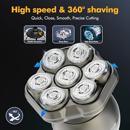 Head Shavers for Bald Men, 7D Magnetic Bald Head shavers Waterproof Mens Head Shaver for Wet/Dry Use, LED Display Electric Razor Type-C Wireless Charging, 360°Close Shave for Men - Image 4