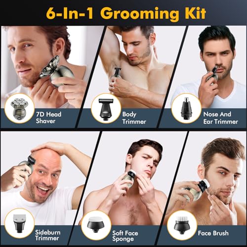 Head Shavers for Bald Men, 7D Magnetic Bald Head shavers Waterproof Mens Head Shaver for Wet/Dry Use, LED Display Electric Razor Type-C Wireless Charging, 360°Close Shave for Men - Image 5