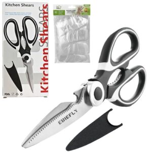 Heavy Duty Kitchen Utility Scissors Professional Shears for Meat Cutting Sharp Kitchenaid Shears Multipurpose Scissor for Food Outdoor BBQ No Rust + 100 Pcs Plastic Gloves Disposable