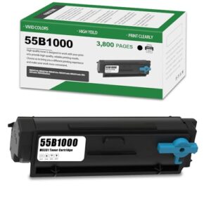 High Yield 55B1000 Black Toner Cartridge [with New Chip] MS331 Toner Replacement for MS331dn MS431dn MS431dw MX331adn MX431adn MX431adw MX432adwe Printers Toner (3,800 Pages)
