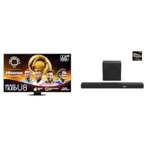 Hisense 65U8QG Mini-LED 4K UHD Smart Google TV AX3100Q 3.1Ch Sound Bar with Wireless Subwoofer