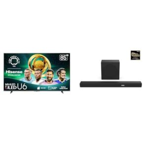 Hisense 85U65QF Mini-LED 4K UHD Smart Fire TV AX3100Q 3.1Ch Sound Bar with Wireless Subwoofer