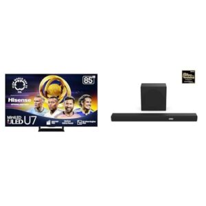 Hisense 85U75QG Mini-LED 4K UHD Smart Google TV AX3100Q 3.1Ch Sound Bar with Wireless Subwoofer
