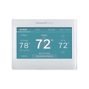 Honeywell Home Smart Color Wi-Fi Programmable Touch Screen Thermostat, Energy Star, Alexa Ready, White – C-Wire Required, Not Compatible with Line Volt Heating, RTH9600WF