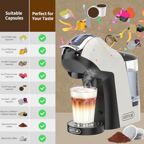 Hot&Cold brewing Single Serve Coffee Maker for K*eurig K*cup, Small Espresso Coffee Machine for D*olce G*usto/N*es Original/Ground Coffee/44mm ESE, adjustable TEMP&Water Volume, 1LRemovable Reservoir - Image 5