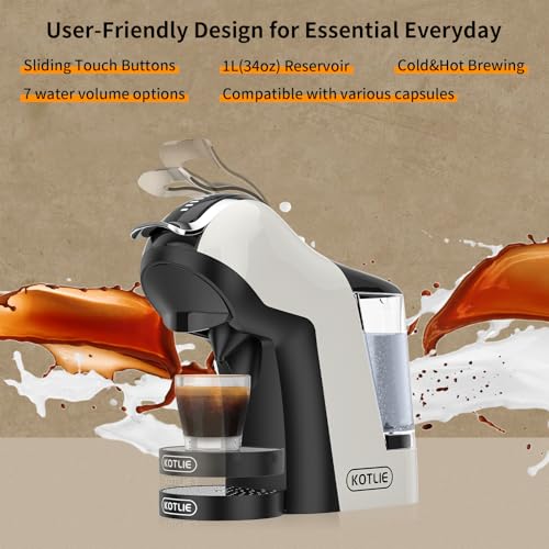 Hot&Cold brewing Single Serve Coffee Maker for K*eurig K*cup, Small Espresso Coffee Machine for D*olce G*usto/N*es Original/Ground Coffee/44mm ESE, adjustable TEMP&Water Volume, 1LRemovable Reservoir - Image 7