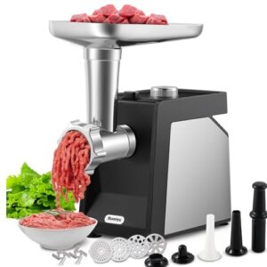 Huanyu Electric Meat Grinder for Home Use, Quiet for Apartment Cooking, Process Beef & Venison in 90s, Sausage Kubbe Prep Kit 110v