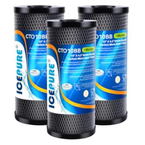 ICEPURE 10″X4.5″,1 Microns Whole House Sediment Activated Carbon Water Filter Compatible with Dupont WFHDC8001,EP Series,EPM Series,CB-BB-10, GE FXHTC, GXWH40L, GXWH35F, GNWH38S, CTO10BB,3PACK